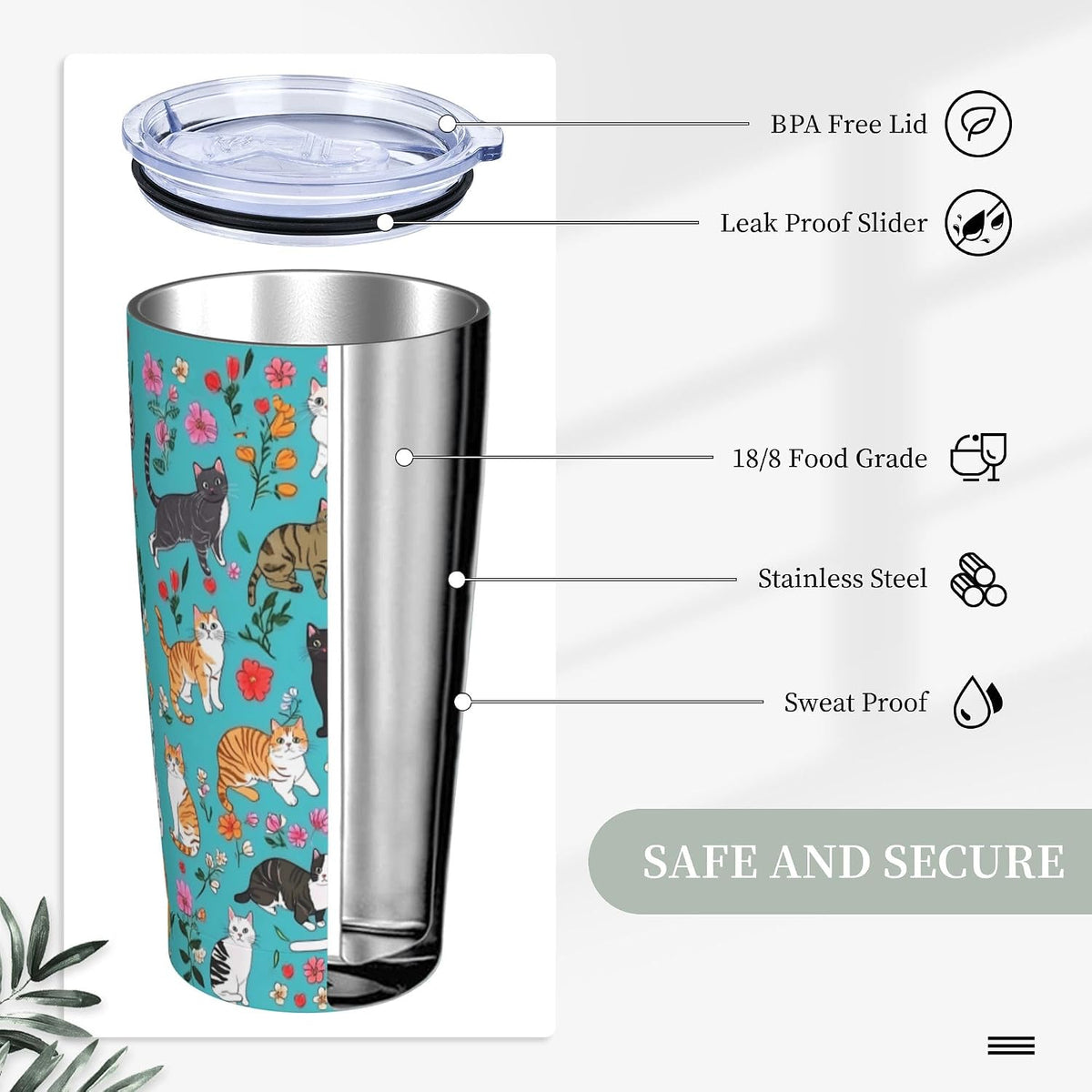 Owl Tumbler with Lid and Straw 20 oz Stainless Steel Vacuum Insulated Cup for Home Office Travel Christmas Birthday Gifts for Women