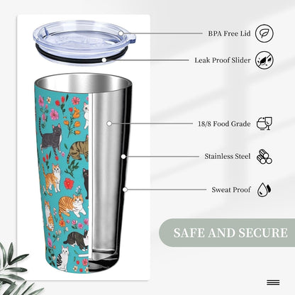Owl Tumbler with Lid and Straw 20 oz Stainless Steel Vacuum Insulated Cup for Home Office Travel Christmas Birthday Gifts for Women