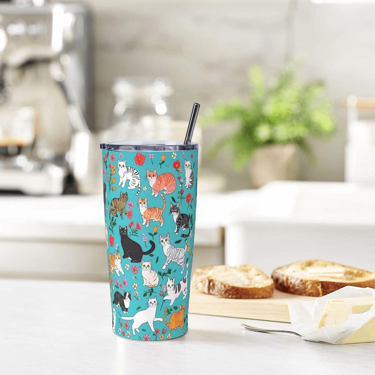 Owl Tumbler with Lid and Straw 20 oz Stainless Steel Vacuum Insulated Cup for Home Office Travel Christmas Birthday Gifts for Women
