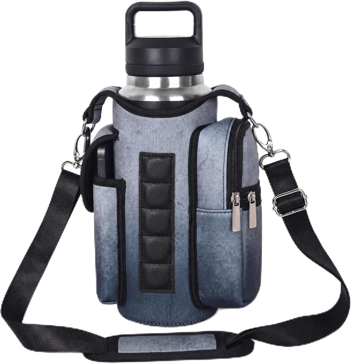 Magnetic Gym Tote,18-40oz Water Bottle Bag Holder,Neoprene Case Pouch with Phone Pocket,Men Women Workout Accessories