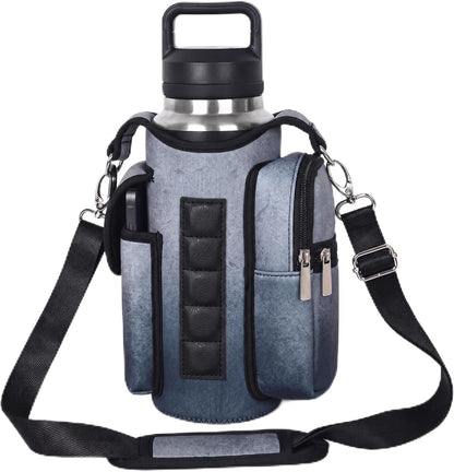 Magnetic Gym Tote,18-40oz Water Bottle Bag Holder,Neoprene Case Pouch with Phone Pocket,Men Women Workout Accessories
