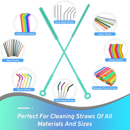Silicone Water Bottle Brush and Straw Cleaner Set,Long Bottle Brush,Straw Cleaning Brush Silicone,Long Handle Scrub Cleaning Brush for Narrow Neck Bottle,Wine Bottle,Thermos,Sports Bottles (Dark Grey)
