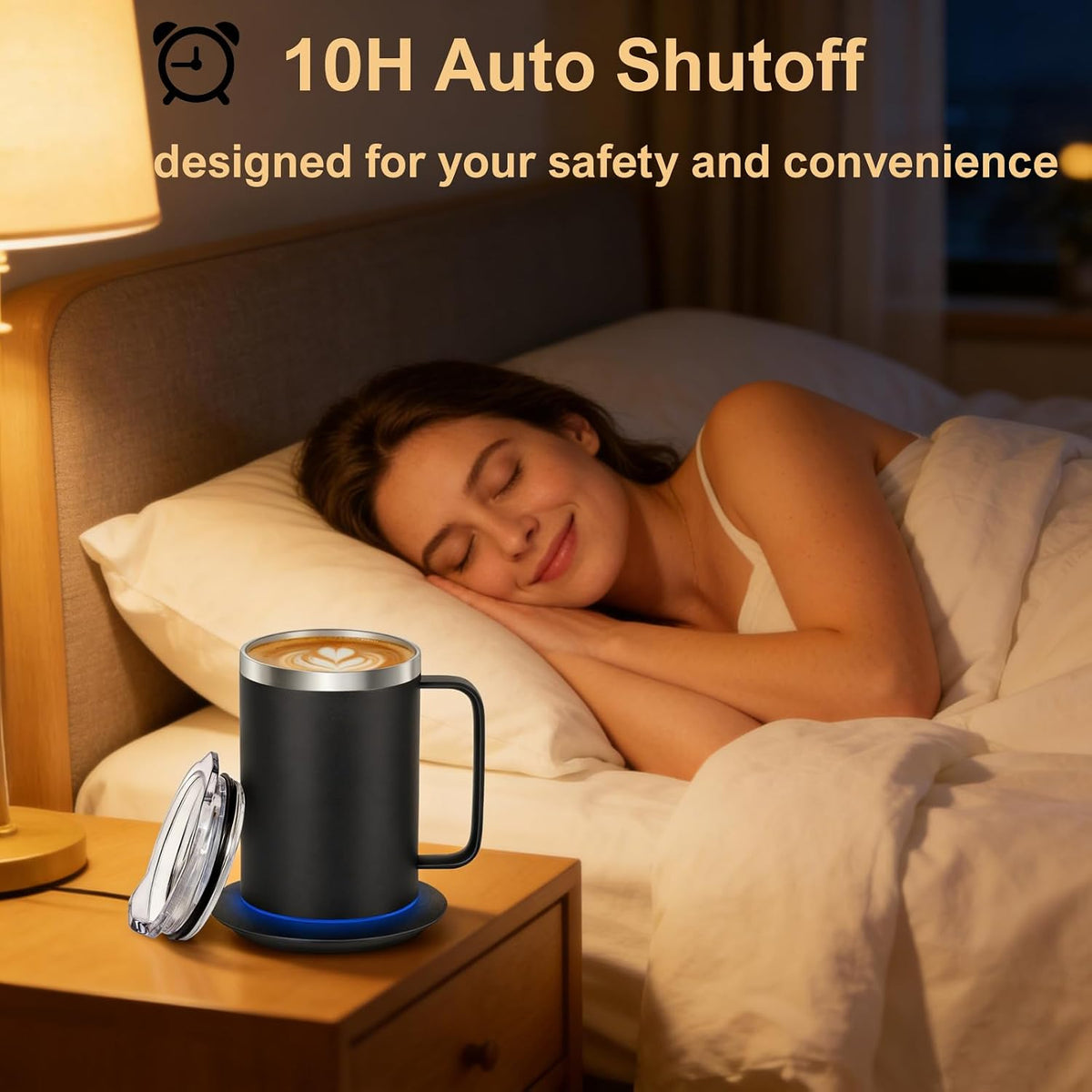 Self Heating Coffee Mug, USB Heating Mug with Sliding Lid, 131°F Coffee Warmer for Desk Home & Office (Green-12oz)