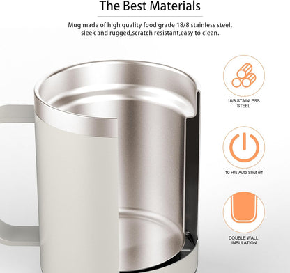 Self Heating Coffee Mug, USB Heating Mug with Sliding Lid, 131°F Coffee Warmer for Desk Home & Office (Green-12oz)