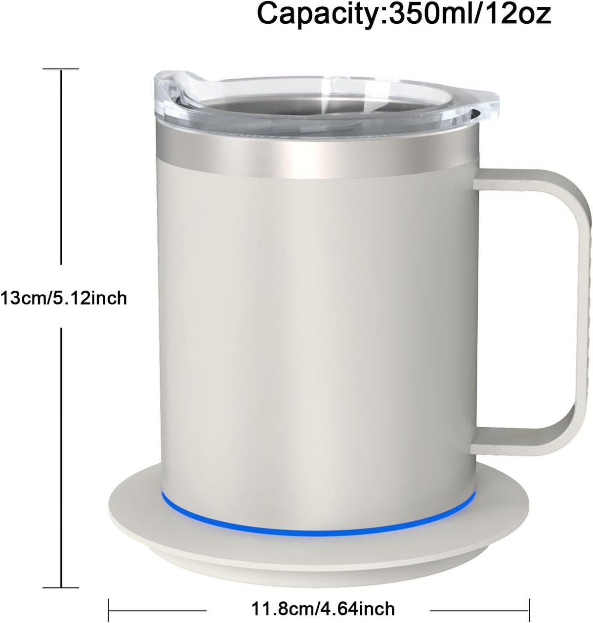 Self Heating Coffee Mug, USB Heating Mug with Sliding Lid, 131°F Coffee Warmer for Desk Home & Office (Green-12oz)