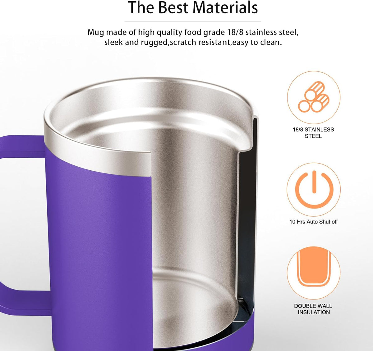 Self Heating Coffee Mug, USB Heating Mug with Sliding Lid, 131°F Coffee Warmer for Desk Home & Office (Green-12oz)