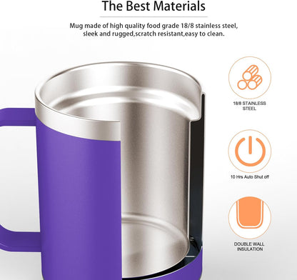 Self Heating Coffee Mug, USB Heating Mug with Sliding Lid, 131°F Coffee Warmer for Desk Home & Office (Green-12oz)