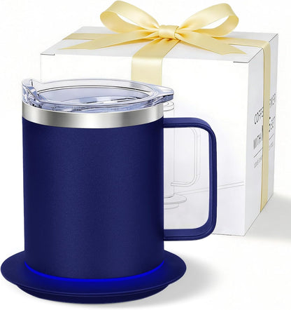 Self Heating Coffee Mug, USB Heating Mug with Sliding Lid, 131°F Coffee Warmer for Desk Home & Office (Green-12oz)
