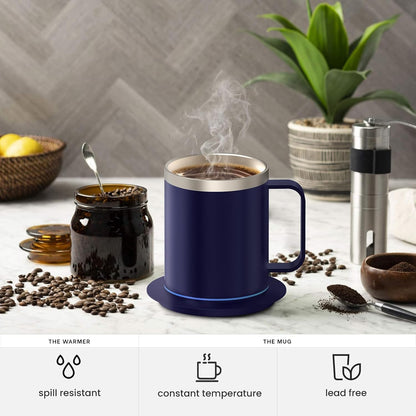 Self Heating Coffee Mug, USB Heating Mug with Sliding Lid, 131°F Coffee Warmer for Desk Home & Office (Green-12oz)