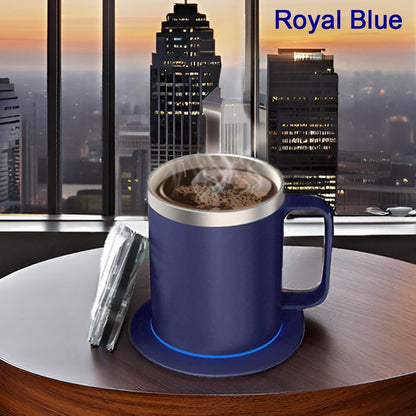 Self Heating Coffee Mug, USB Heating Mug with Sliding Lid, 131°F Coffee Warmer for Desk Home & Office (Green-12oz)