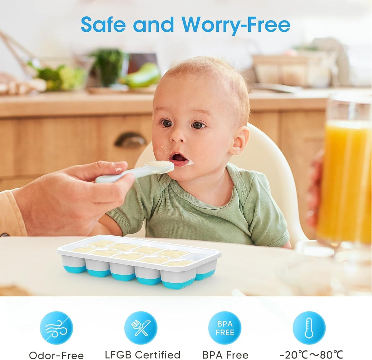 Ice Cube Tray with Lid and Bin,4 Pack Ice Cube Trays for Freezer