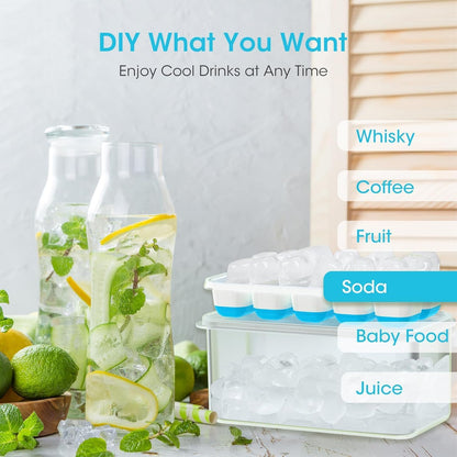 Ice Cube Tray with Lid and Bin,4 Pack Ice Cube Trays for Freezer