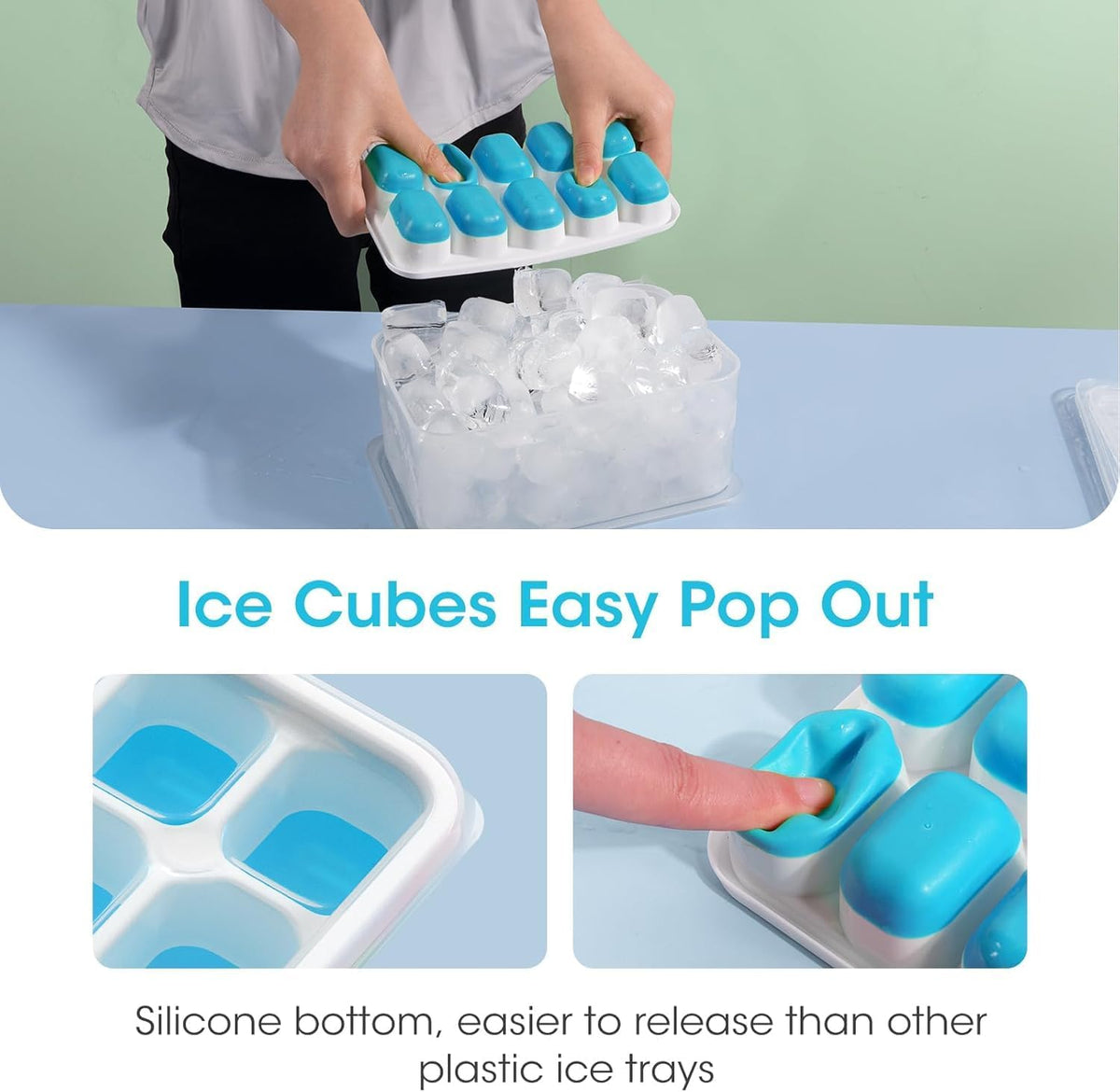 Ice Cube Tray with Lid and Bin,4 Pack Ice Cube Trays for Freezer