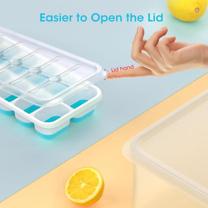 Ice Cube Tray with Lid and Bin,4 Pack Ice Cube Trays for Freezer