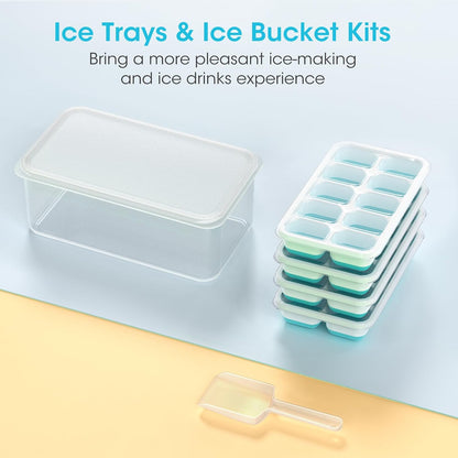 Ice Cube Tray with Lid and Bin,4 Pack Ice Cube Trays for Freezer
