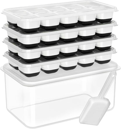 Ice Cube Tray with Lid and Bin,4 Pack Ice Cube Trays for Freezer