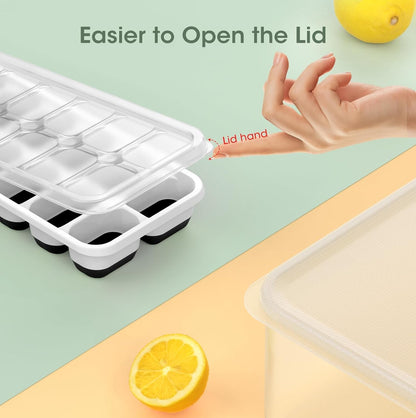 Ice Cube Tray with Lid and Bin,4 Pack Ice Cube Trays for Freezer