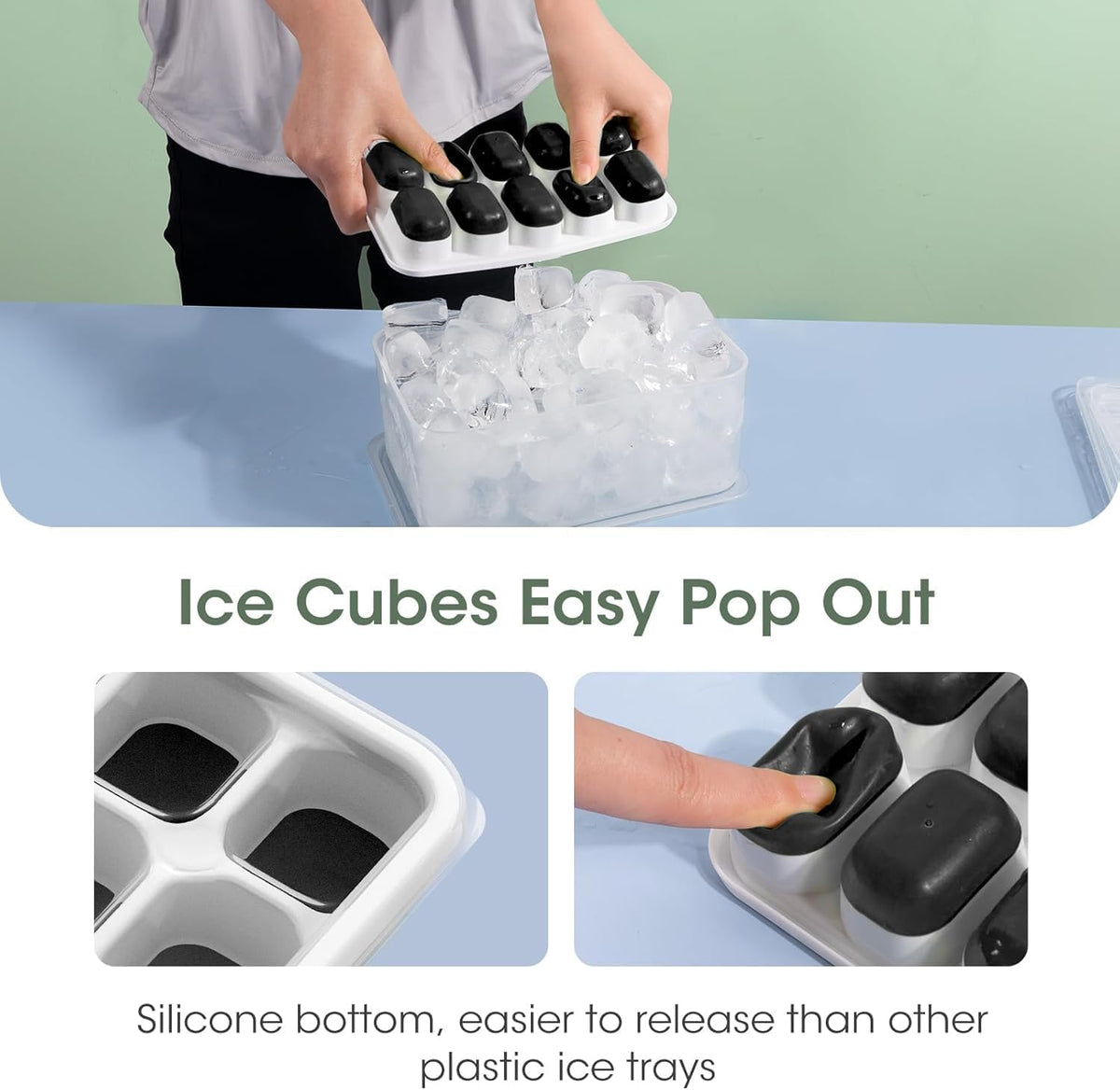 Ice Cube Tray with Lid and Bin,4 Pack Ice Cube Trays for Freezer