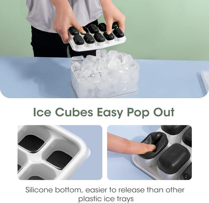 Ice Cube Tray with Lid and Bin,4 Pack Ice Cube Trays for Freezer