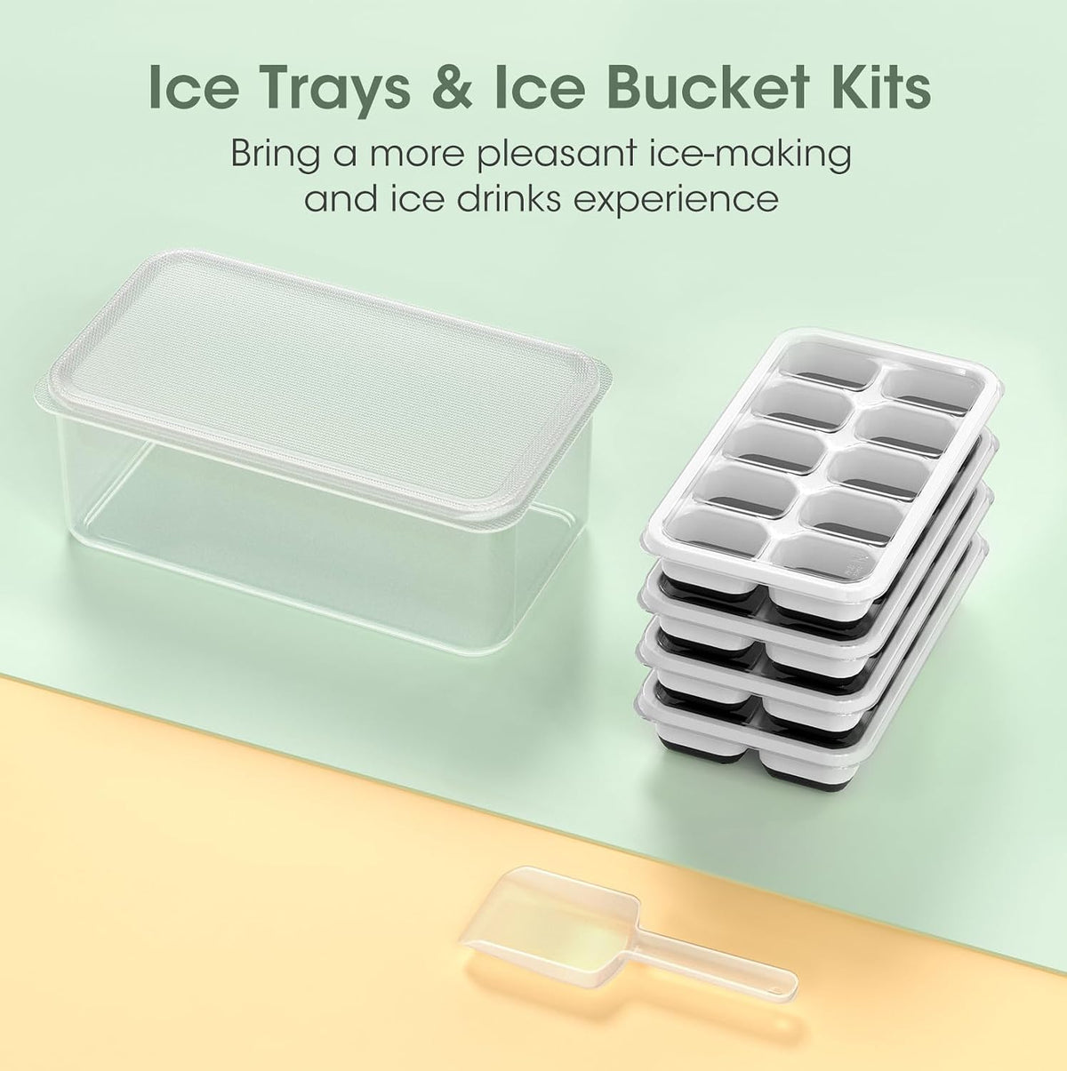 Ice Cube Tray with Lid and Bin,4 Pack Ice Cube Trays for Freezer
