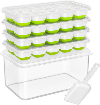 Ice Cube Tray with Lid and Bin,4 Pack Ice Cube Trays for Freezer