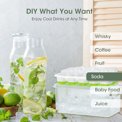 Ice Cube Tray with Lid and Bin,4 Pack Ice Cube Trays for Freezer