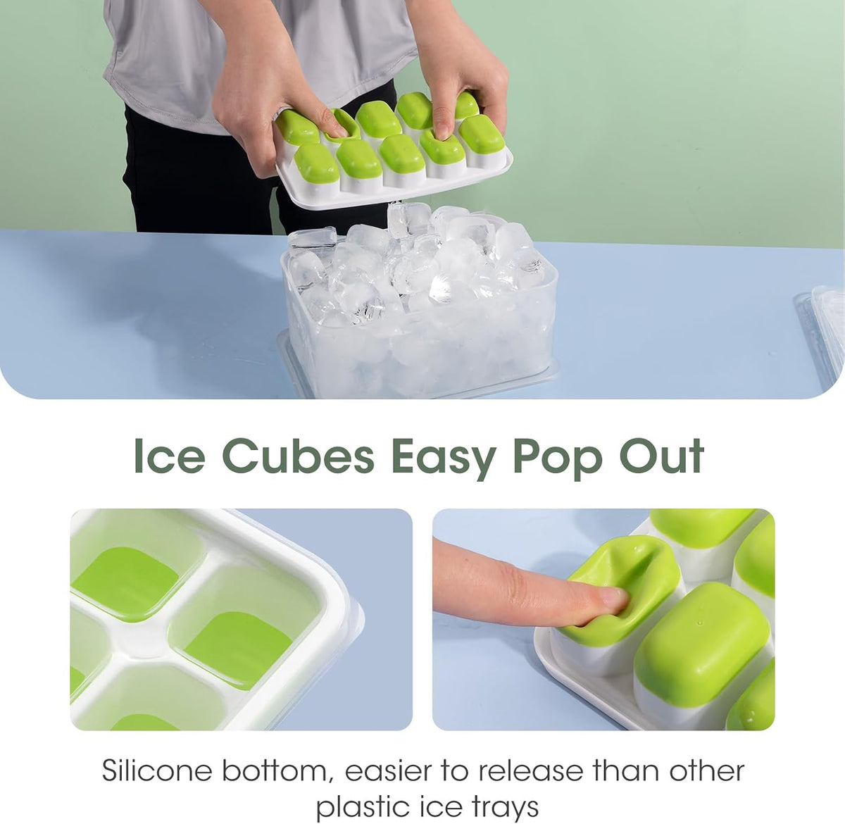 Ice Cube Tray with Lid and Bin,4 Pack Ice Cube Trays for Freezer
