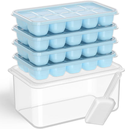 Ice Cube Tray with Lid and Bin,4 Pack Ice Cube Trays for Freezer