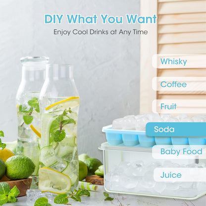 Ice Cube Tray with Lid and Bin,4 Pack Ice Cube Trays for Freezer