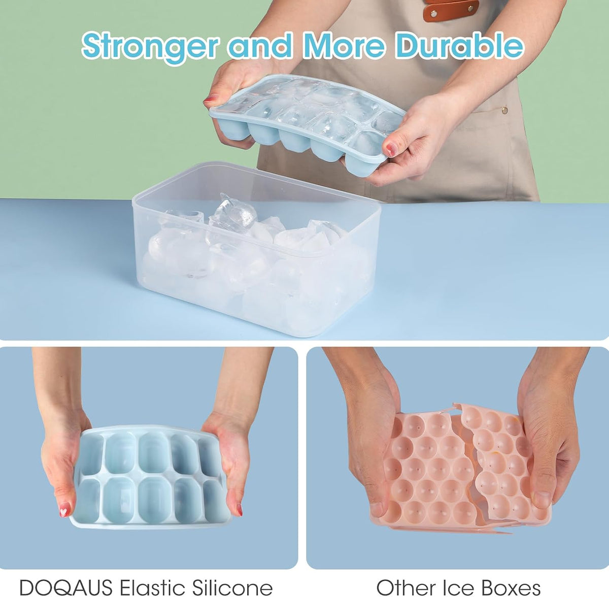 Ice Cube Tray with Lid and Bin,4 Pack Ice Cube Trays for Freezer