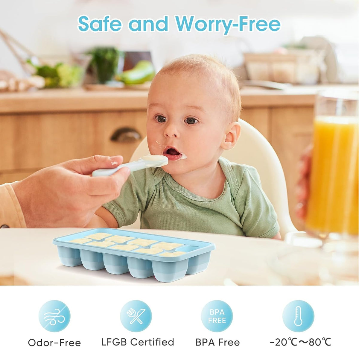 Ice Cube Tray with Lid and Bin,4 Pack Ice Cube Trays for Freezer