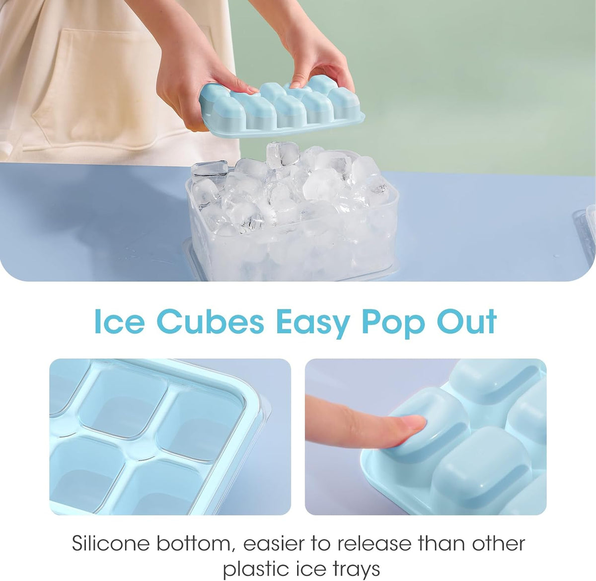 Ice Cube Tray with Lid and Bin,4 Pack Ice Cube Trays for Freezer