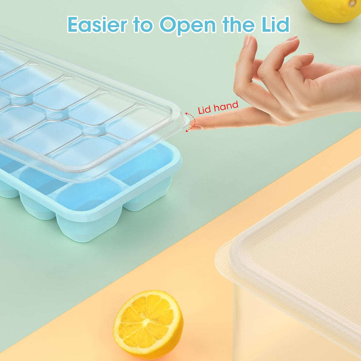 Ice Cube Tray with Lid and Bin,4 Pack Ice Cube Trays for Freezer