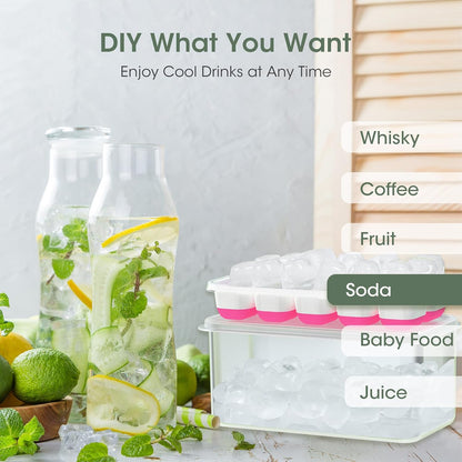 Ice Cube Tray with Lid and Bin,4 Pack Ice Cube Trays for Freezer