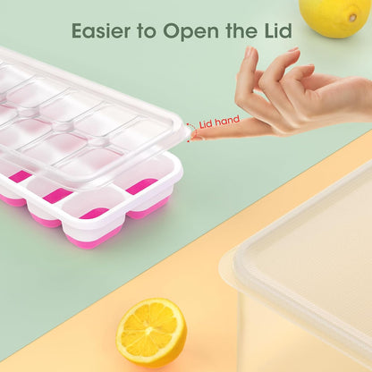 Ice Cube Tray with Lid and Bin,4 Pack Ice Cube Trays for Freezer