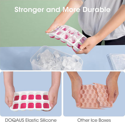 Ice Cube Tray with Lid and Bin,4 Pack Ice Cube Trays for Freezer