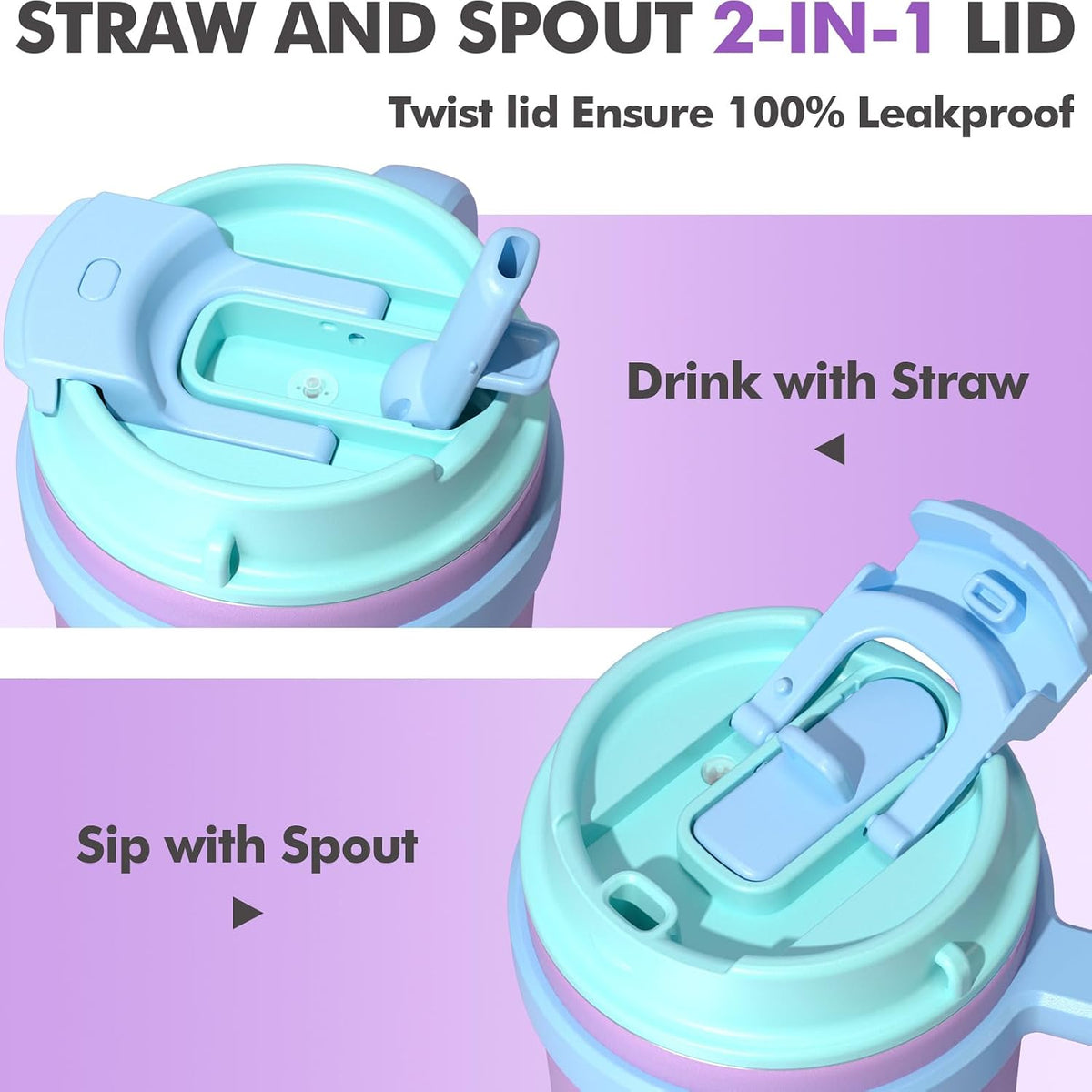 16oz Kids Insulated Tumbler w/Handle, Kids Toddler Water Bottle Cup