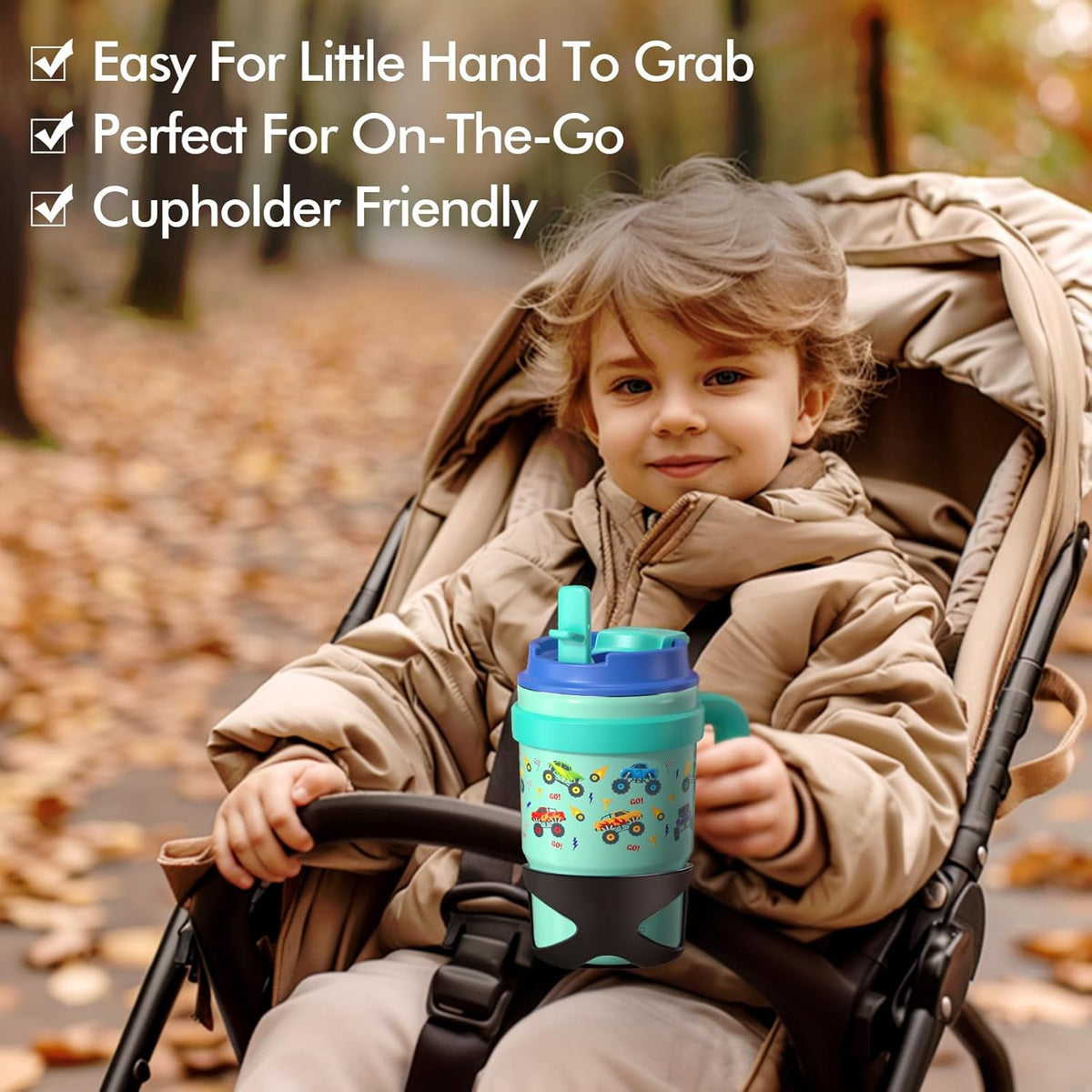 16oz Kids Insulated Tumbler w/Handle, Kids Toddler Water Bottle Cup