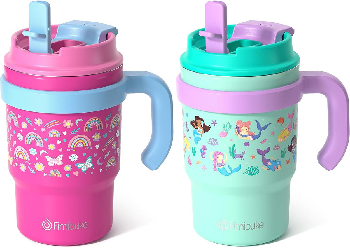 16oz Kids Insulated Tumbler w/Handle, Kids Toddler Water Bottle Cup