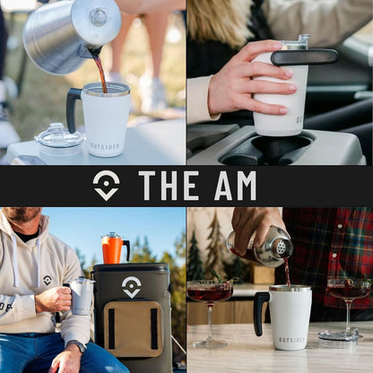 The AM 17 oz Stainless Steel Vacuum Insulated Coffee Mug with 180° Rotating Swivel Handle and Lockable Spill Proof Lid – Travel Tumbler for Outdoor, Home & Office - Pink