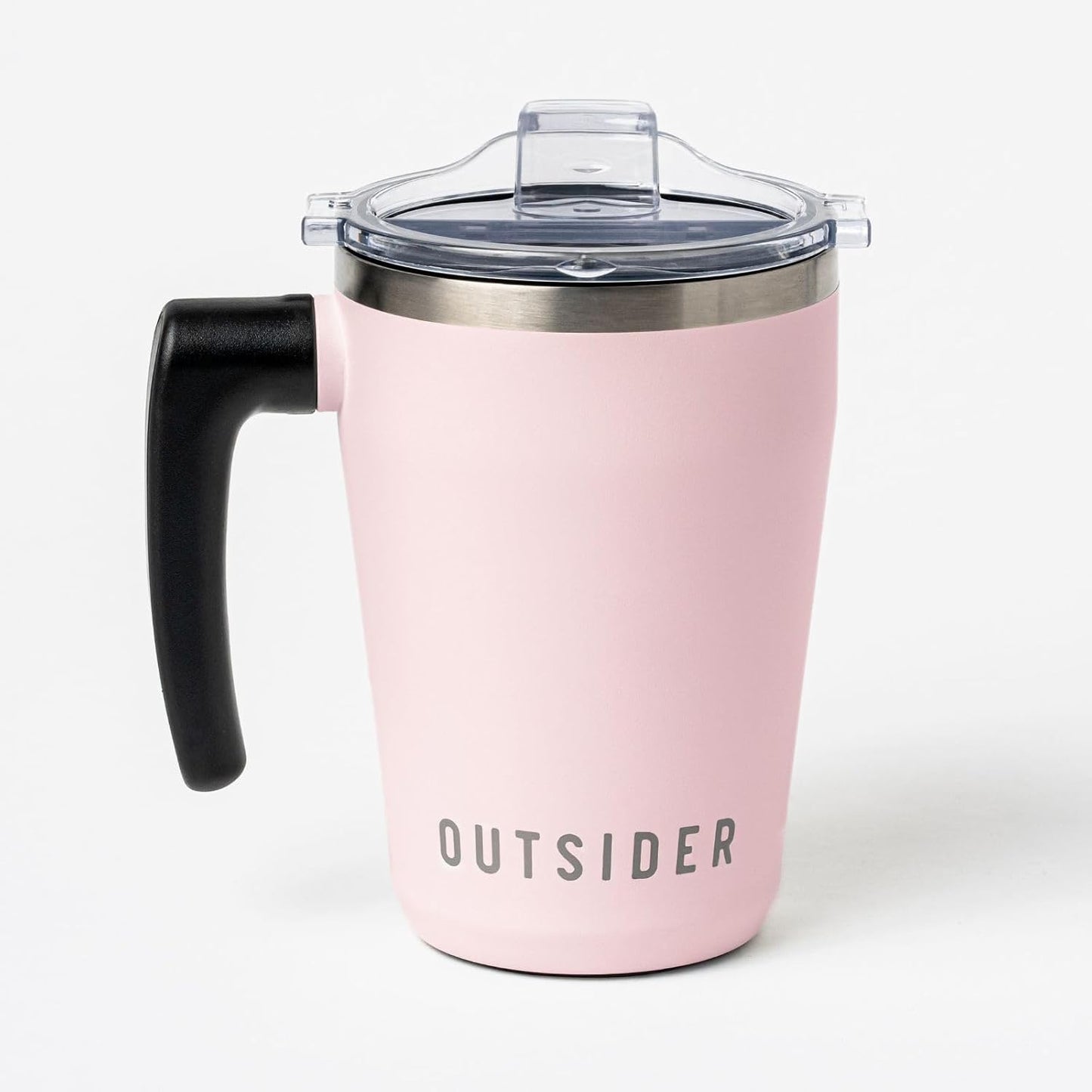 The AM 17 oz Stainless Steel Vacuum Insulated Coffee Mug with 180° Rotating Swivel Handle and Lockable Spill Proof Lid – Travel Tumbler for Outdoor, Home & Office - Pink
