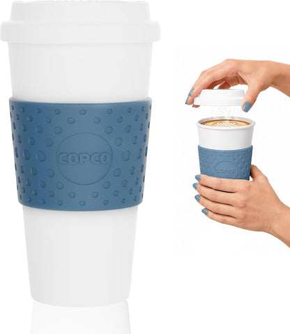 Acadia 16 oz Travel Mug - Insulated Reusable Coffee Tumbler with Double-Walled Plastic, Leak-Proof Lid, BPA-Free - Portable Mug for Hot & Cold Drinks, Cup Holder Friendly (Blue)