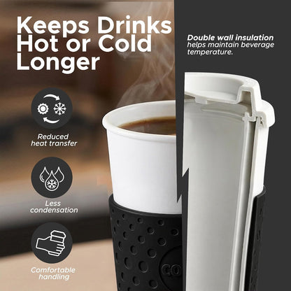 Acadia 16 oz Travel Mug - Insulated Reusable Coffee Tumbler with Double-Walled Plastic, Leak-Proof Lid, BPA-Free - Portable Mug for Hot & Cold Drinks, Cup Holder Friendly (Blue)