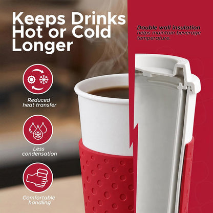 Acadia 16 oz Travel Mug - Insulated Reusable Coffee Tumbler with Double-Walled Plastic, Leak-Proof Lid, BPA-Free - Portable Mug for Hot & Cold Drinks, Cup Holder Friendly (Blue)