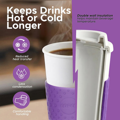 Acadia 16 oz Travel Mug - Insulated Reusable Coffee Tumbler with Double-Walled Plastic, Leak-Proof Lid, BPA-Free - Portable Mug for Hot & Cold Drinks, Cup Holder Friendly (Blue)