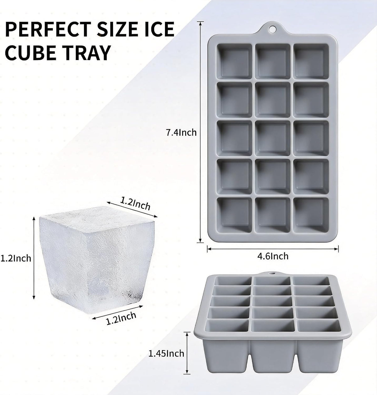 Silicone Ice Cube Tray, Ice Cube Mold, Ice Trays for Freezer with Lid for Whiskey, Cocktail, Drinks and Food, Freezer, BPA Free, Easy Release
