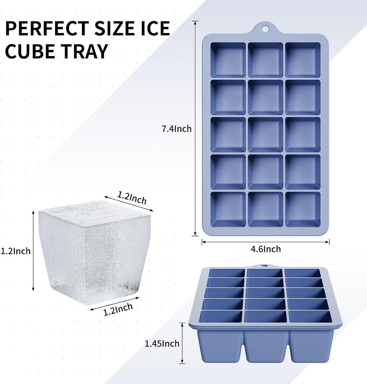 Silicone Ice Cube Tray, Ice Cube Mold, Ice Trays for Freezer with Lid for Whiskey, Cocktail, Drinks and Food, Freezer, BPA Free, Easy Release