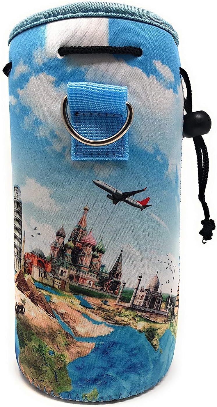 Insulated Water Bottle Carrier – Neoprene Bottle Sling - Adjustable Strap – Protective Sleeve Stainless Steel & Plastic – Travel, Hiking & Everyday (Black, Medium 16-22oz)