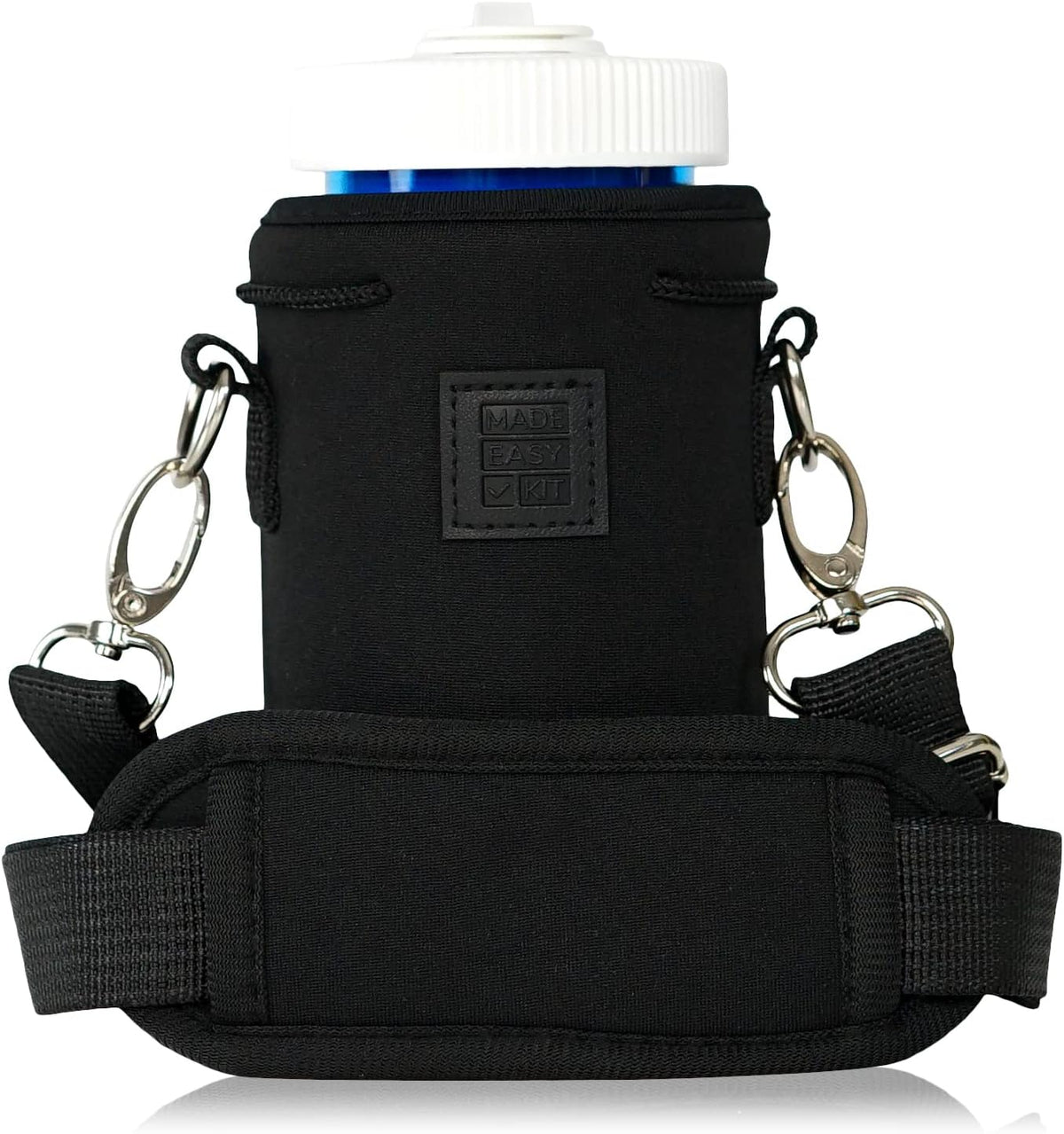 Insulated Water Bottle Carrier – Neoprene Bottle Sling - Adjustable Strap – Protective Sleeve Stainless Steel & Plastic – Travel, Hiking & Everyday (Black, Medium 16-22oz)
