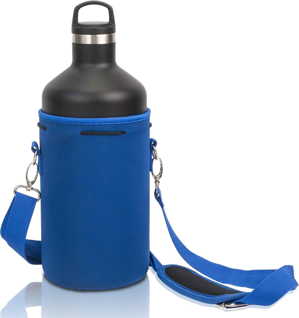 Insulated Water Bottle Carrier – Neoprene Bottle Sling - Adjustable Strap – Protective Sleeve Stainless Steel & Plastic – Travel, Hiking & Everyday (Black, Medium 16-22oz)